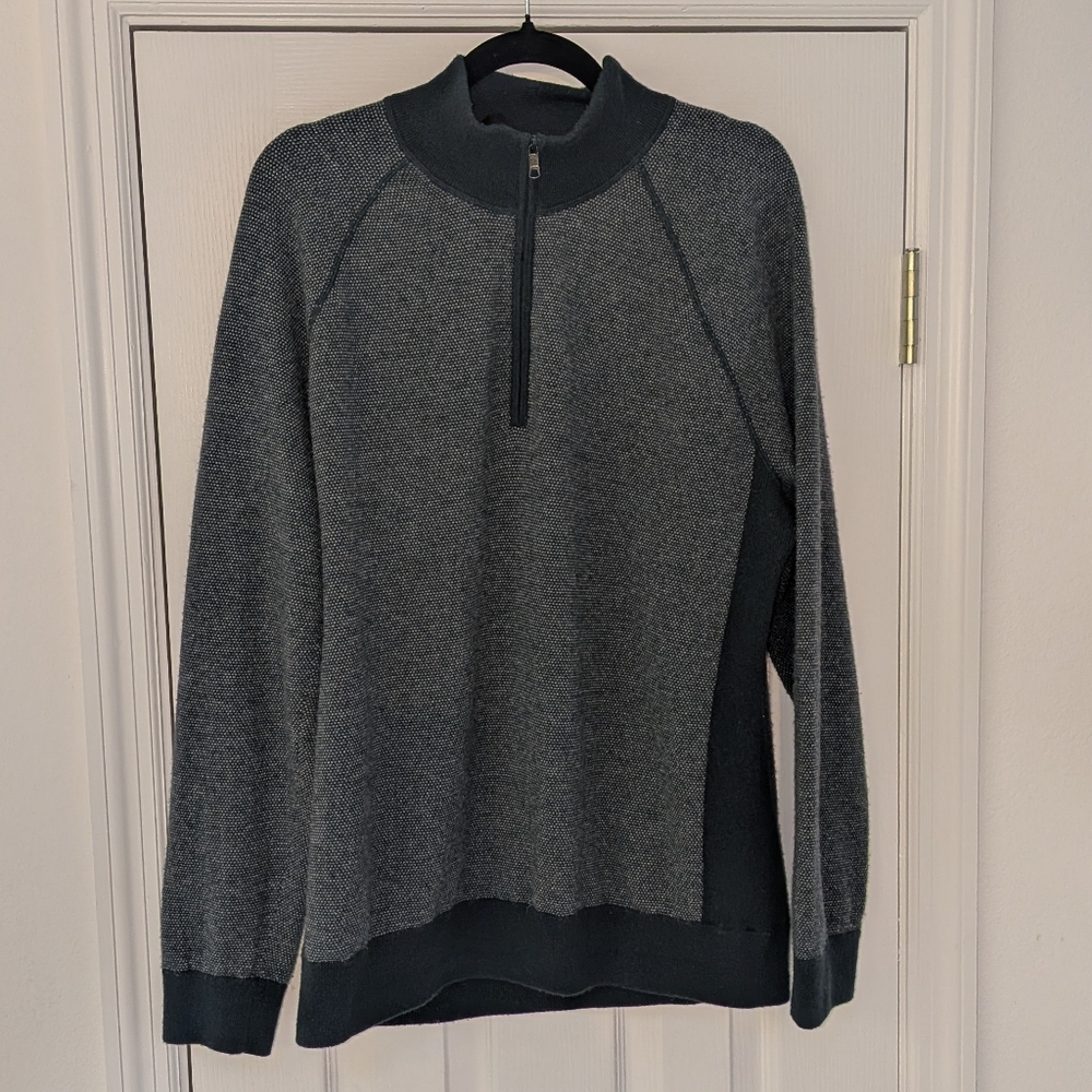 Vince Dark Blue Quarter Zip-Up Wool Cashmere Sweater